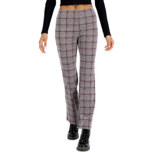 SELF ESTEEM  Plaid Jacquard Flared-leg Pants In Heather Rose